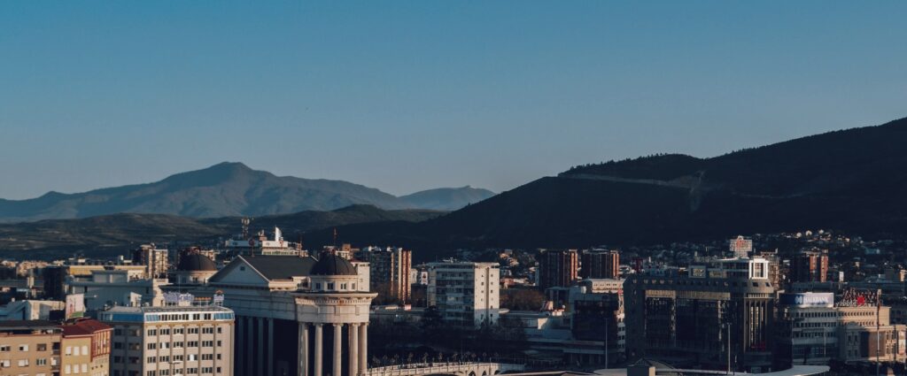Aerial photo of Skopje, North Macedonia